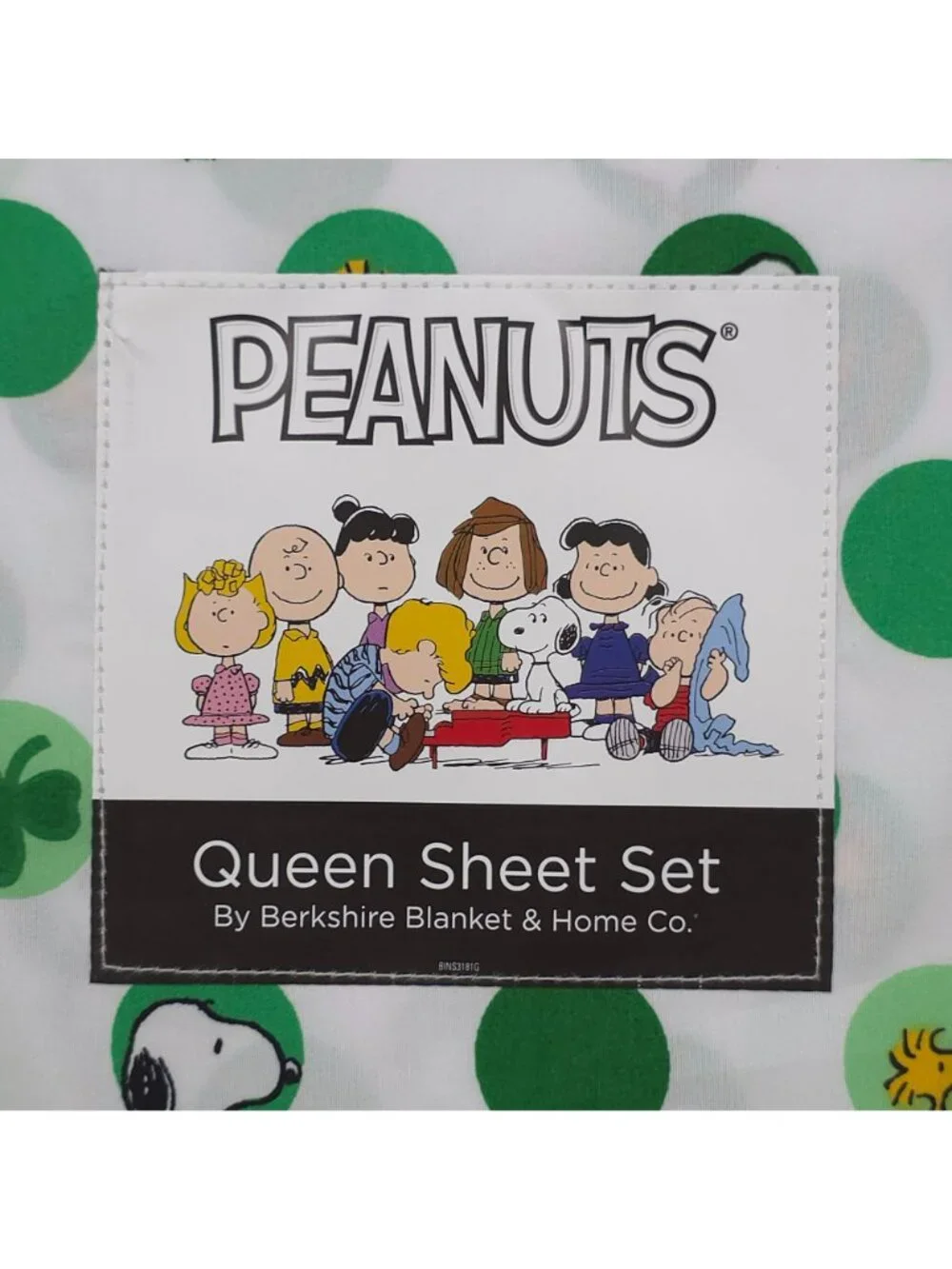 Peanuts Queen Sheet Set Snoopy & Woodstock St. Patricks Day Shamrock Berkshire